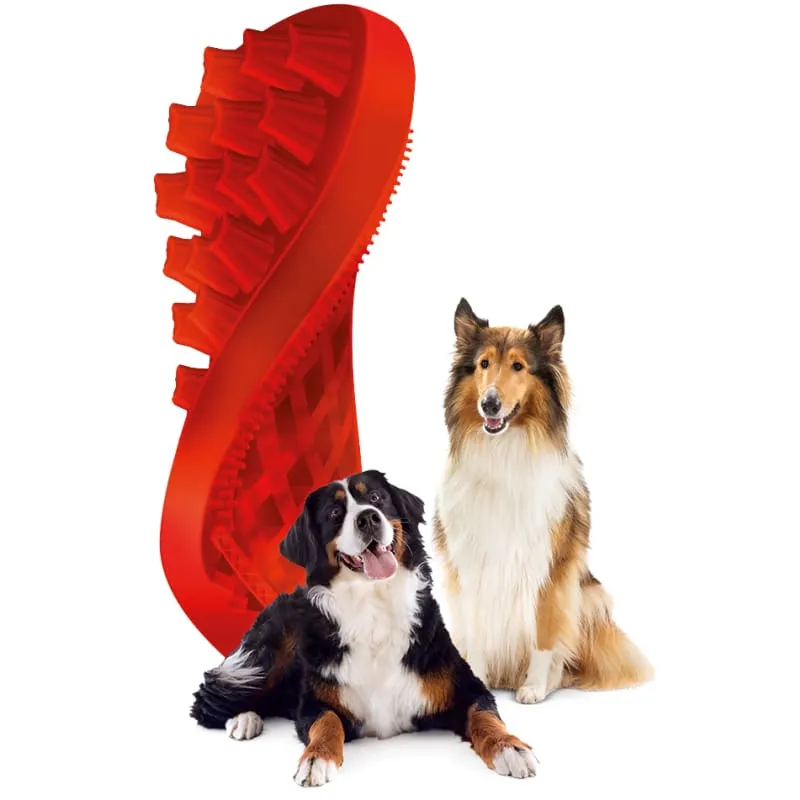 Pet   me Multi Functional Red Grooming Brush Firm Silicone for Dogs