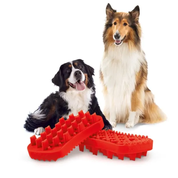 Pet   me Multi Functional Red Grooming Brush Firm Silicone for Dogs