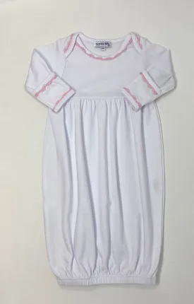 Pink Baby Joy Embroidered Gathered Gown