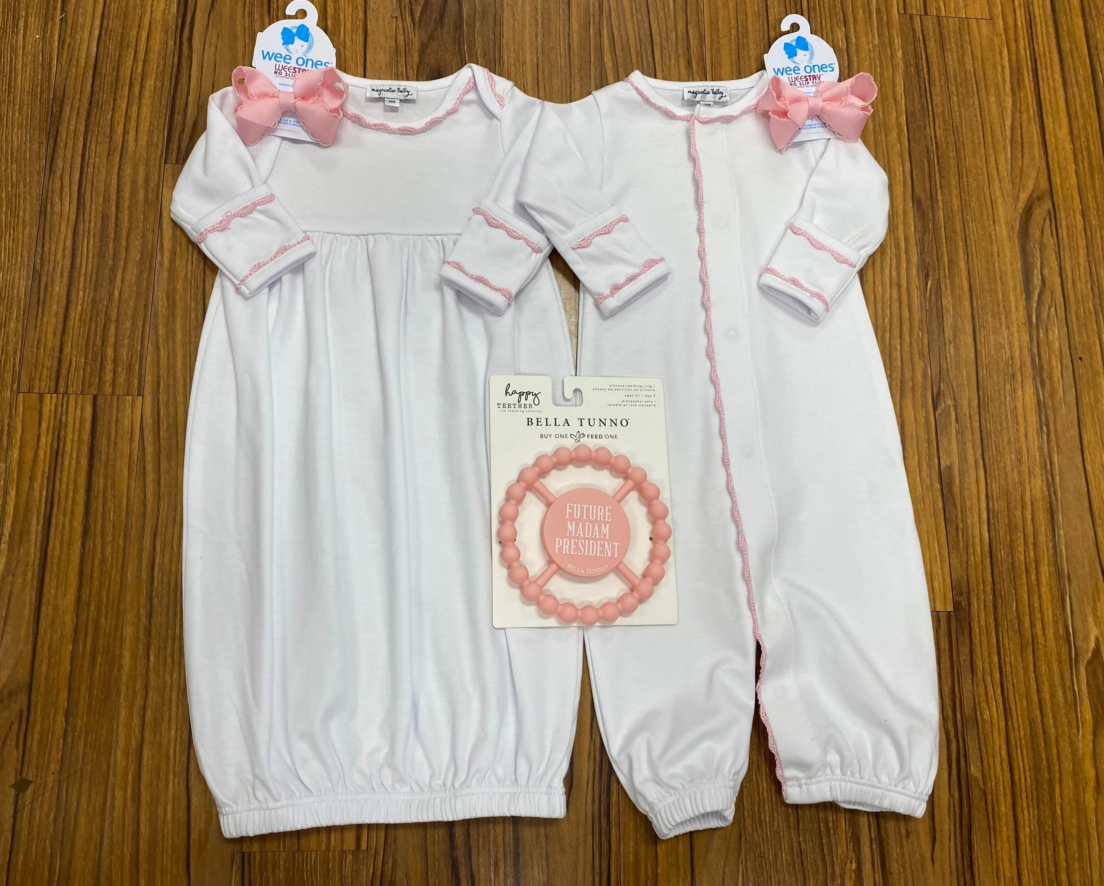 Pink Baby Joy Embroidered Gathered Gown