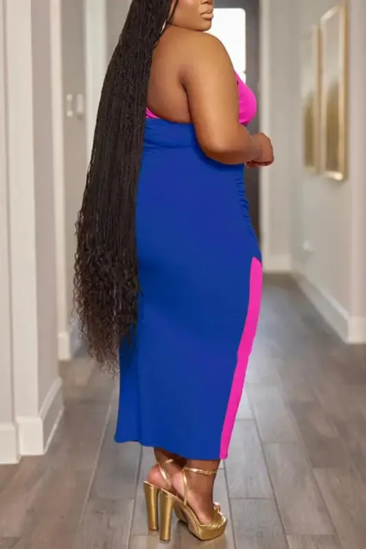 Plus Size Dream Lover Hollow Sling Slit Midi Dress