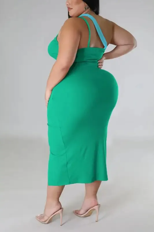 Plus Size Dream Lover Hollow Sling Slit Midi Dress
