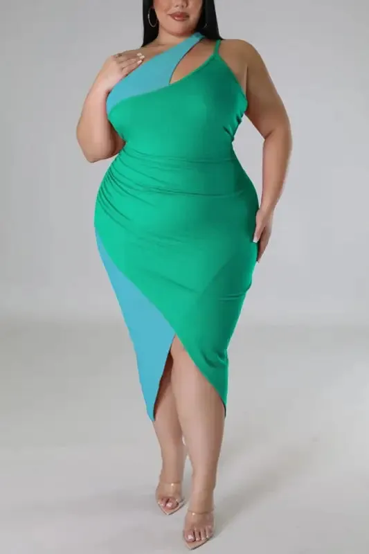Plus Size Dream Lover Hollow Sling Slit Midi Dress