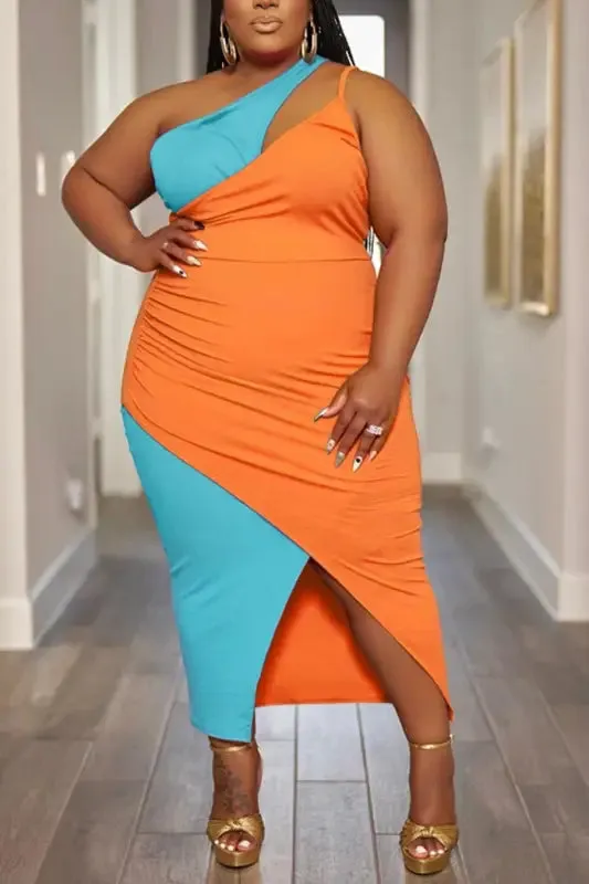 Plus Size Dream Lover Hollow Sling Slit Midi Dress