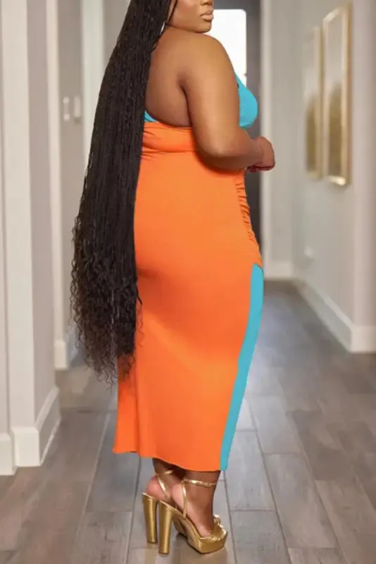 Plus Size Dream Lover Hollow Sling Slit Midi Dress