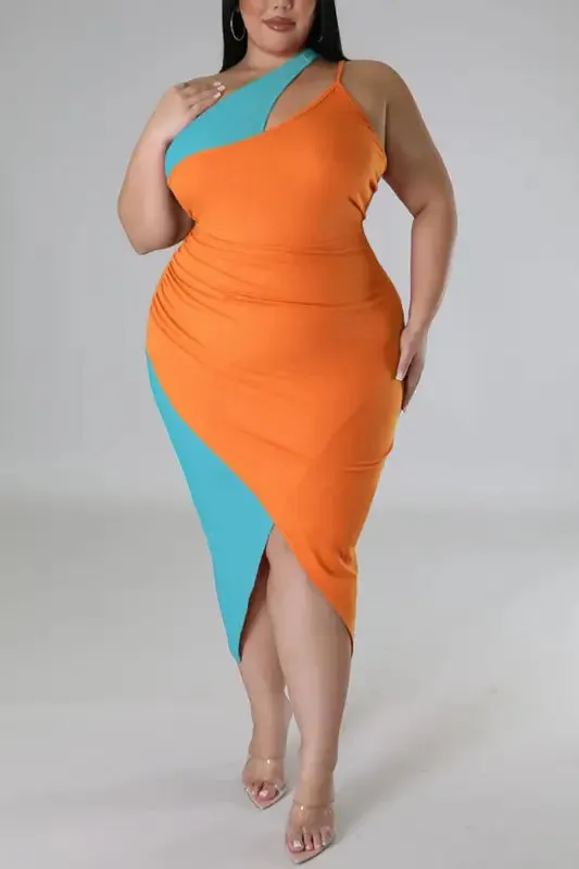 Plus Size Dream Lover Hollow Sling Slit Midi Dress