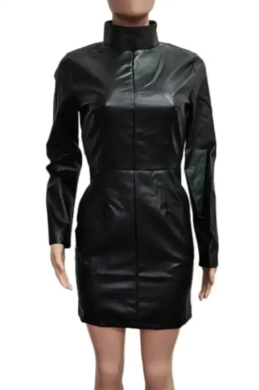 Pocketed Luxe PU Leather Mini Dress (S-2XL)