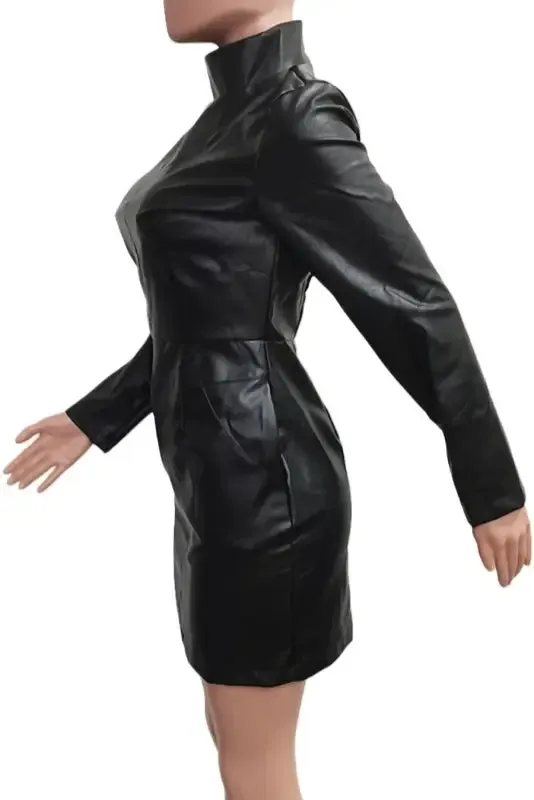 Pocketed Luxe PU Leather Mini Dress (S-2XL)