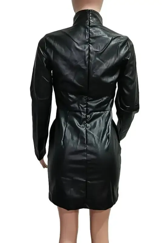Pocketed Luxe PU Leather Mini Dress (S-2XL)