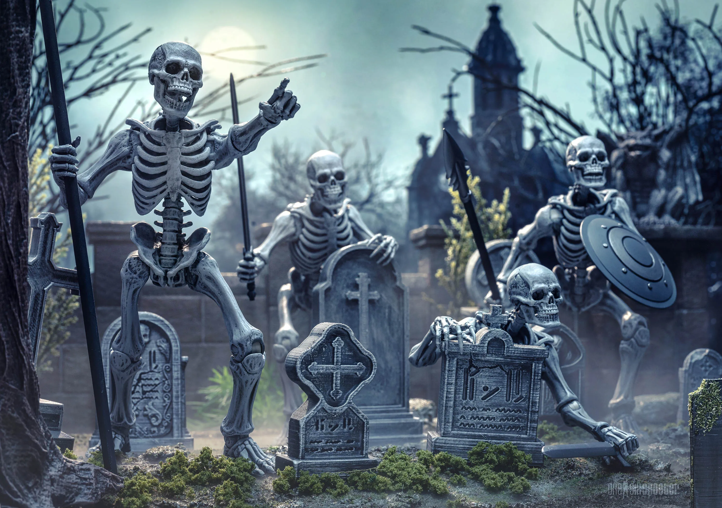 [Pre-Order] Four Horsemen Graveyard Skeletons Action Figure Four-Pack