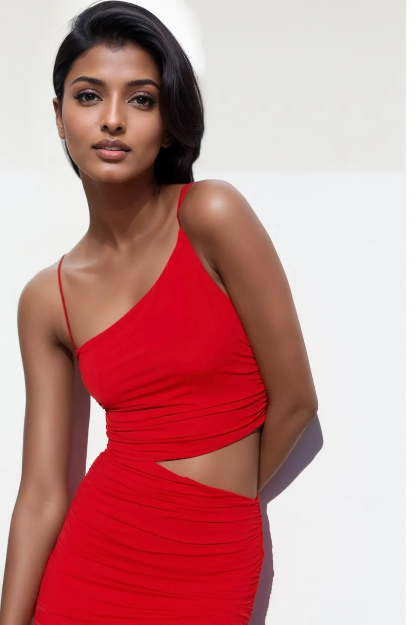 Red Cutout Side Slip Maxi Dress