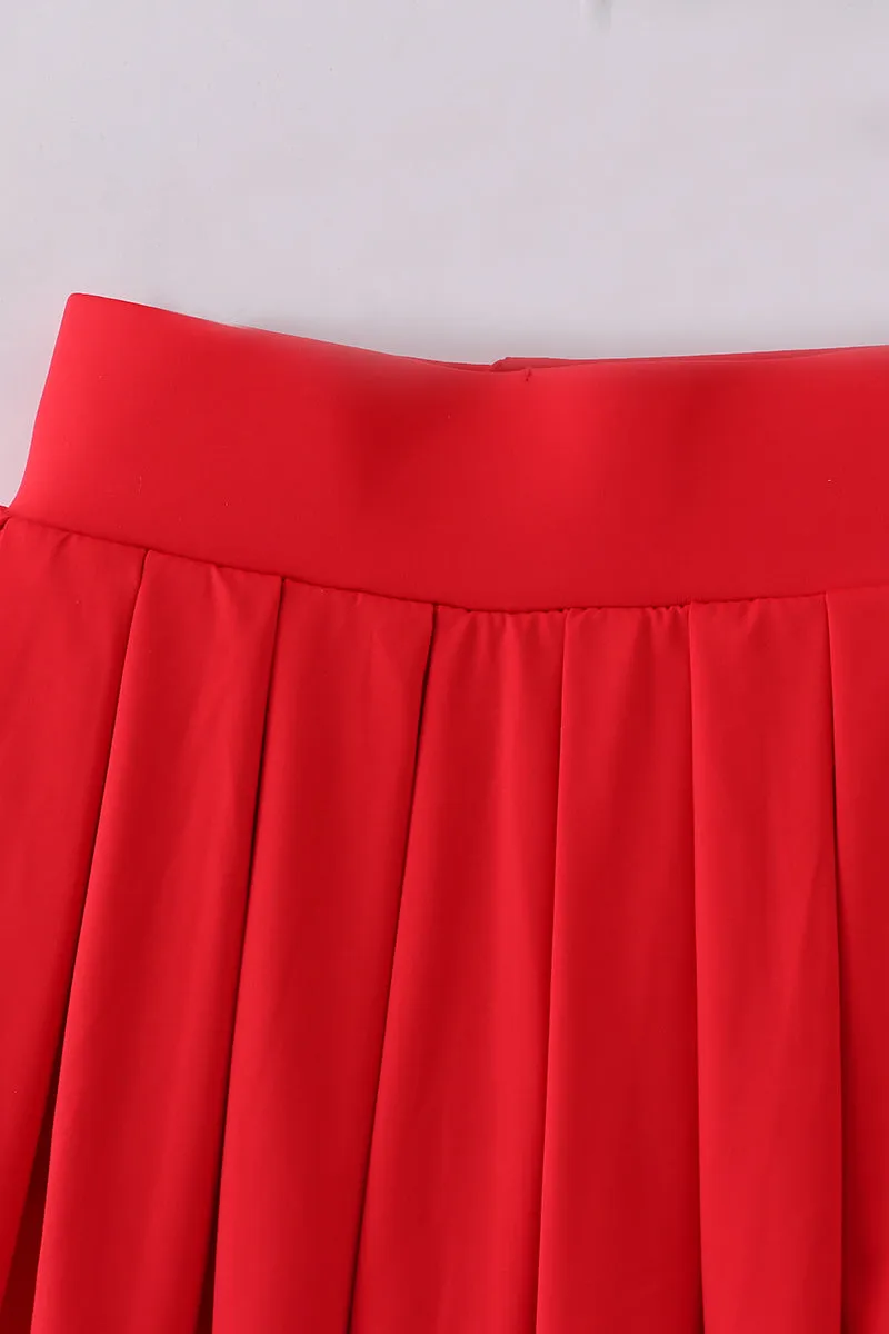 Red Pleats Active Skorts