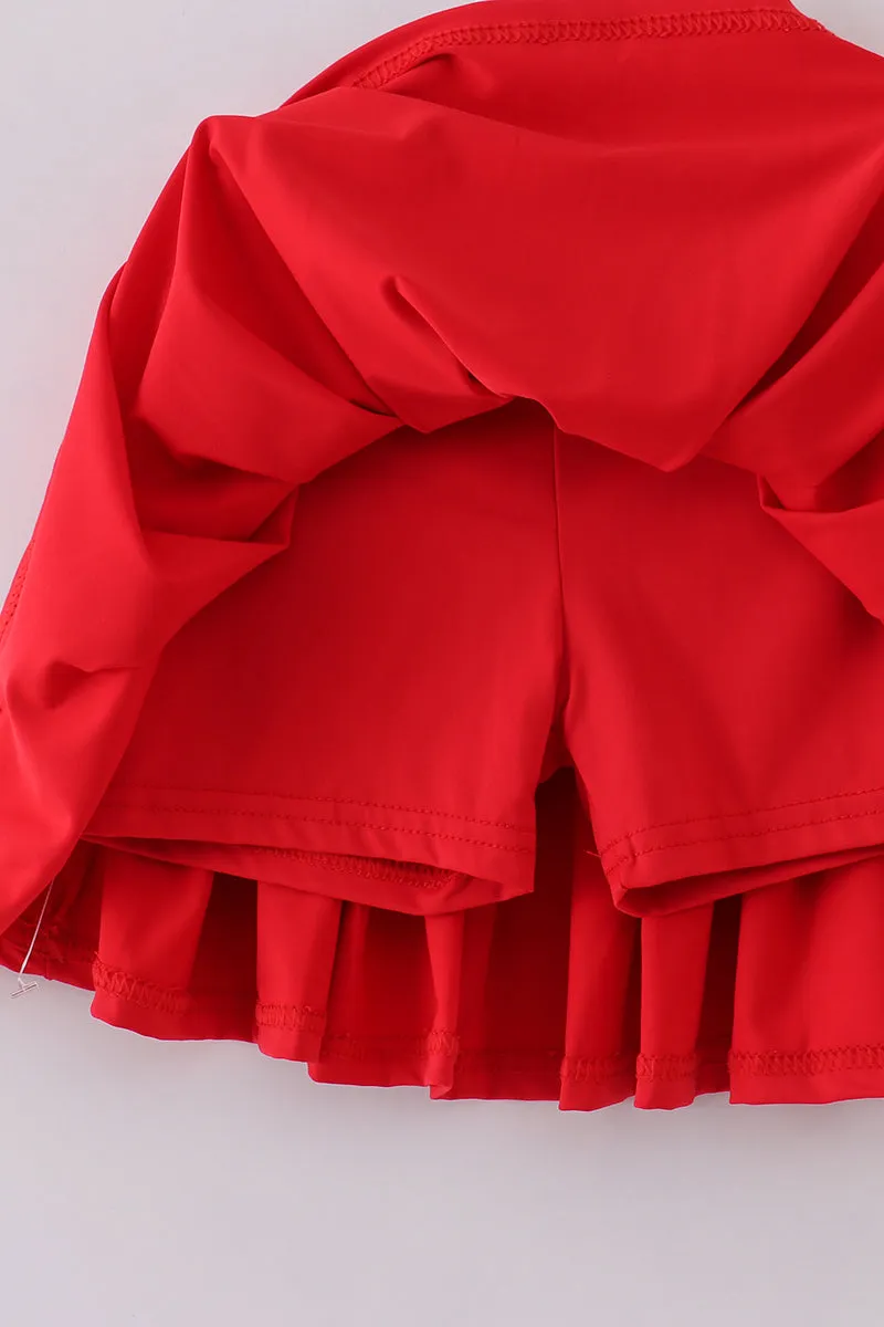 Red Pleats Active Skorts