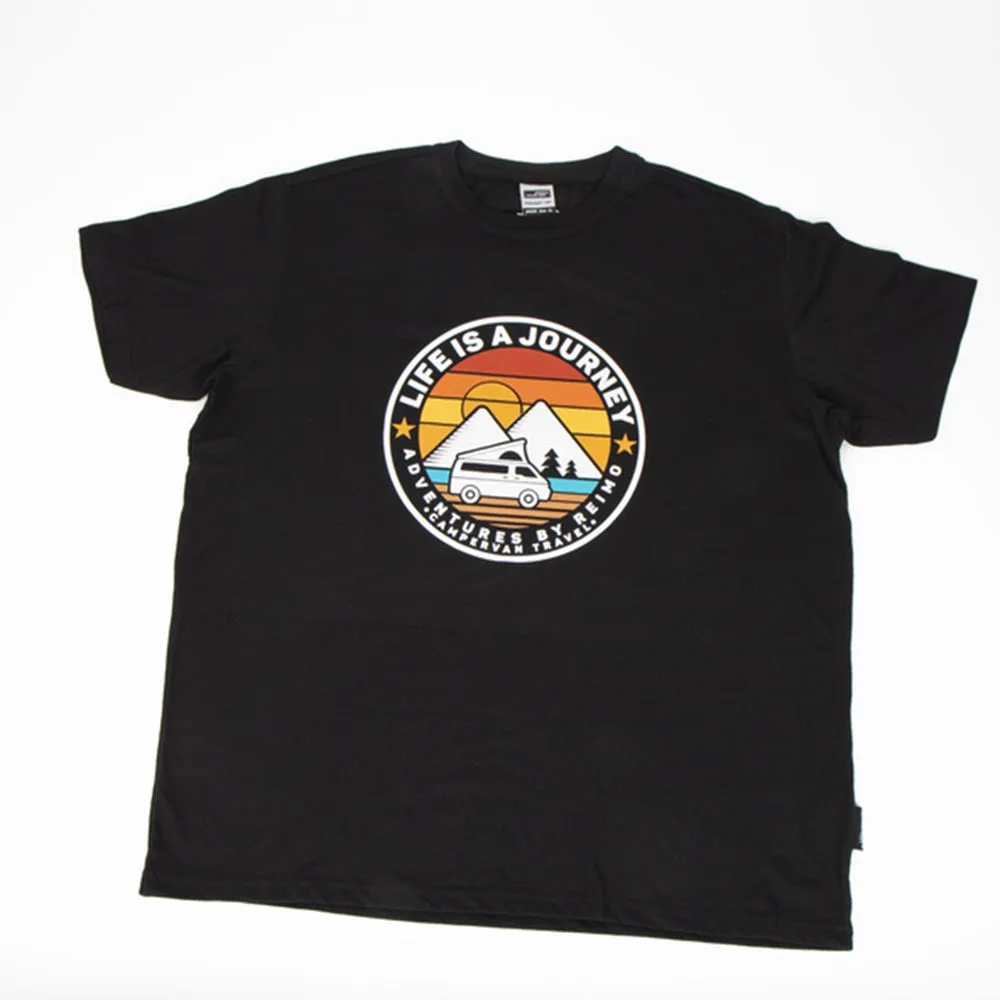 REIMO T-SHIRT UNISEX REALIZZATA IN COTONE BIOLOGICO E POLIESTERE - FANTASIA: LIFE IS A JOURNEY