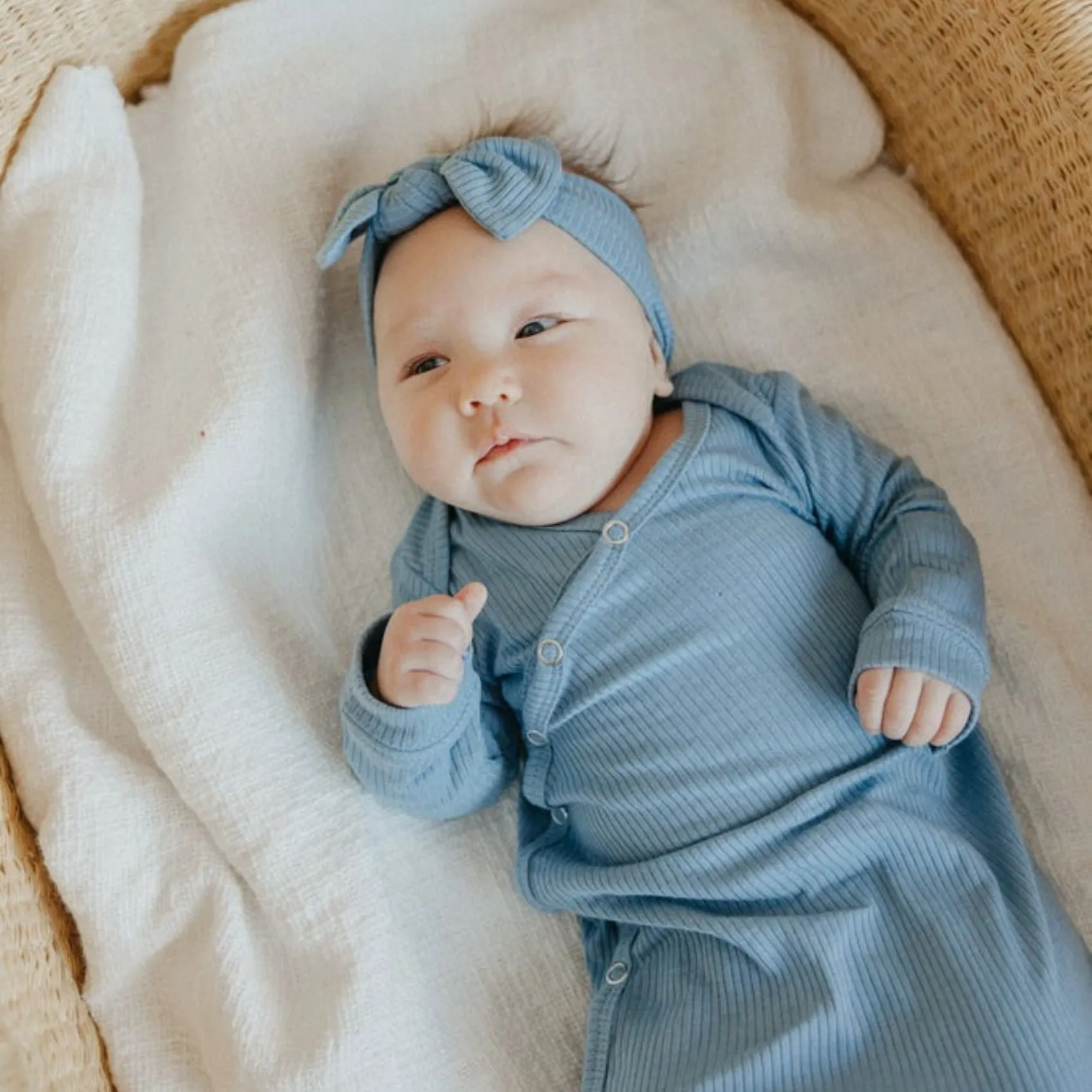 Rib Knit Newborn Knotted Gown