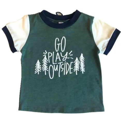 Roman & Leo - Go Play Outside Ringer Tee in Green