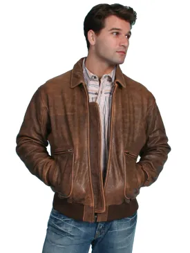 Scully Leather Mens Brown Antique Lamb Bi-Swing Bomber Jacket L