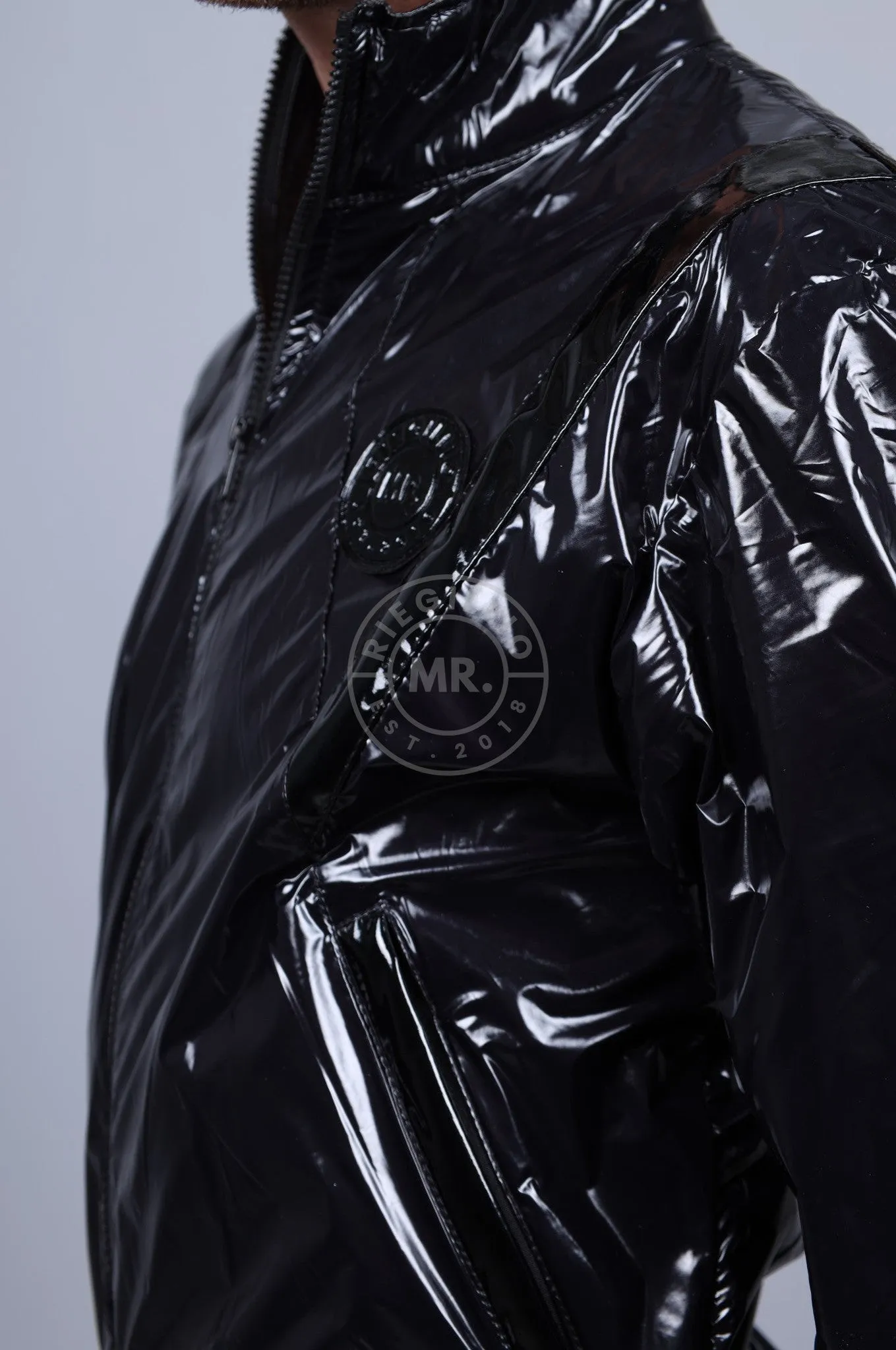 Shiny Nylon 24 Tracksuit Jacket - Black