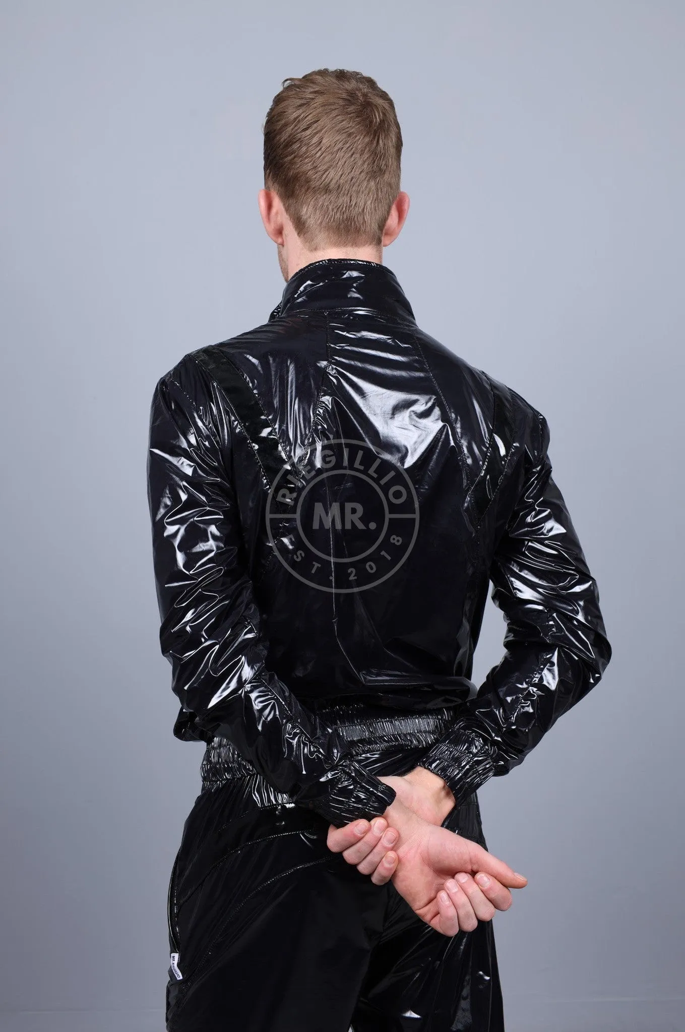Shiny Nylon 24 Tracksuit Jacket - Black