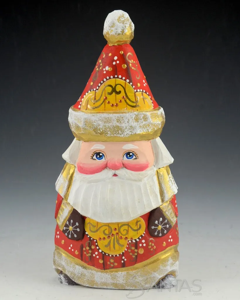 Simply Santa Red and Gold Russian Carving 7 inch