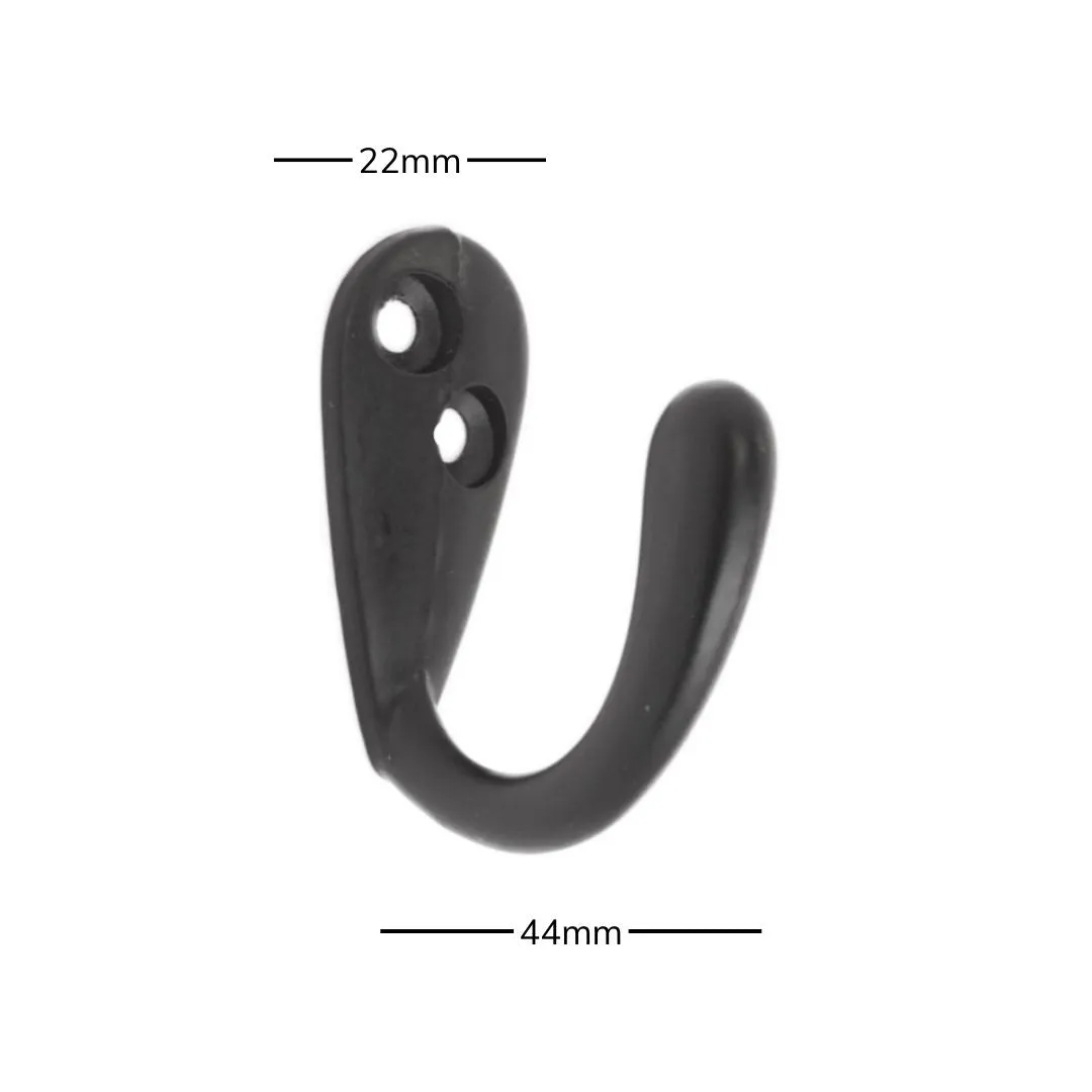 Single Robe Hook 50mm - Matt Black