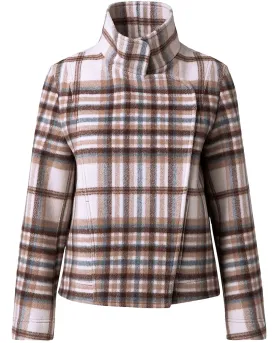 Sky Plaid Boxy Crop Coat