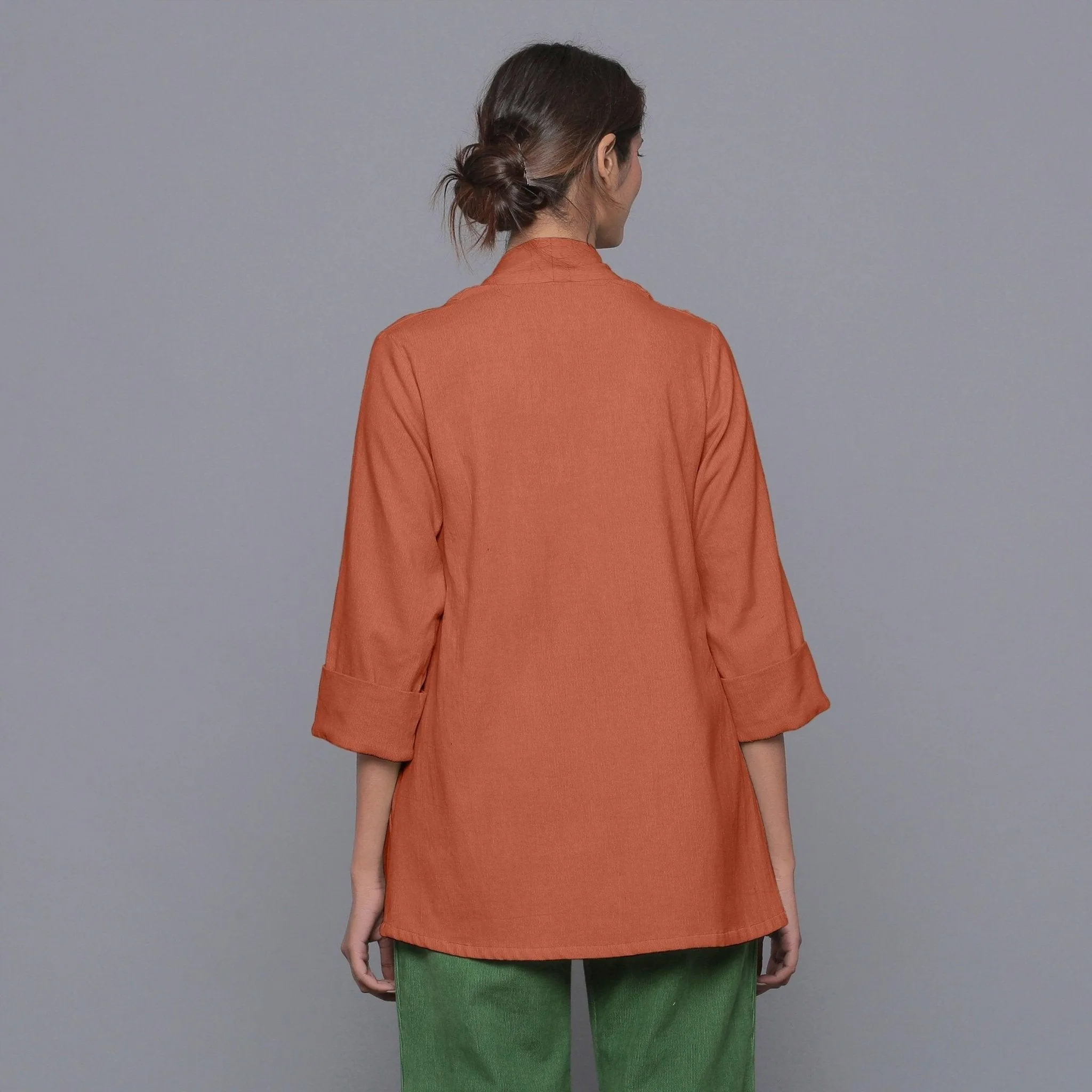 Sunset Rust Warm Cotton Corduroy Front Open Overlay