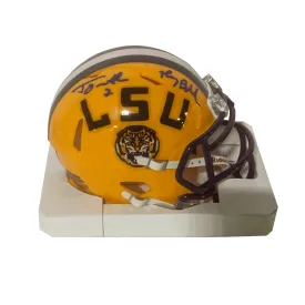 Tyrann Mathieu Autographed "Honey Badger" LSU Gold Mini Helmet