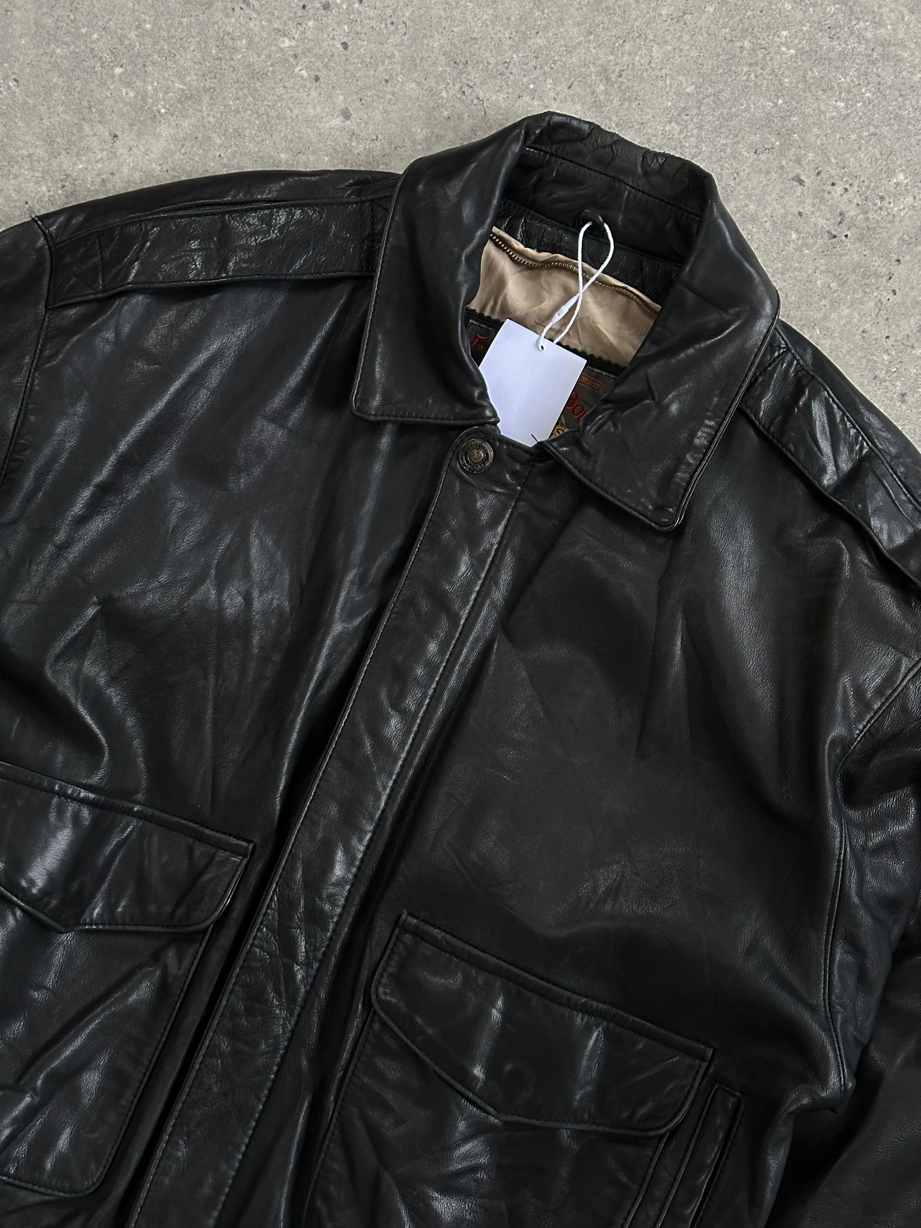 Vintage Leather Bomber Jacket - S/M