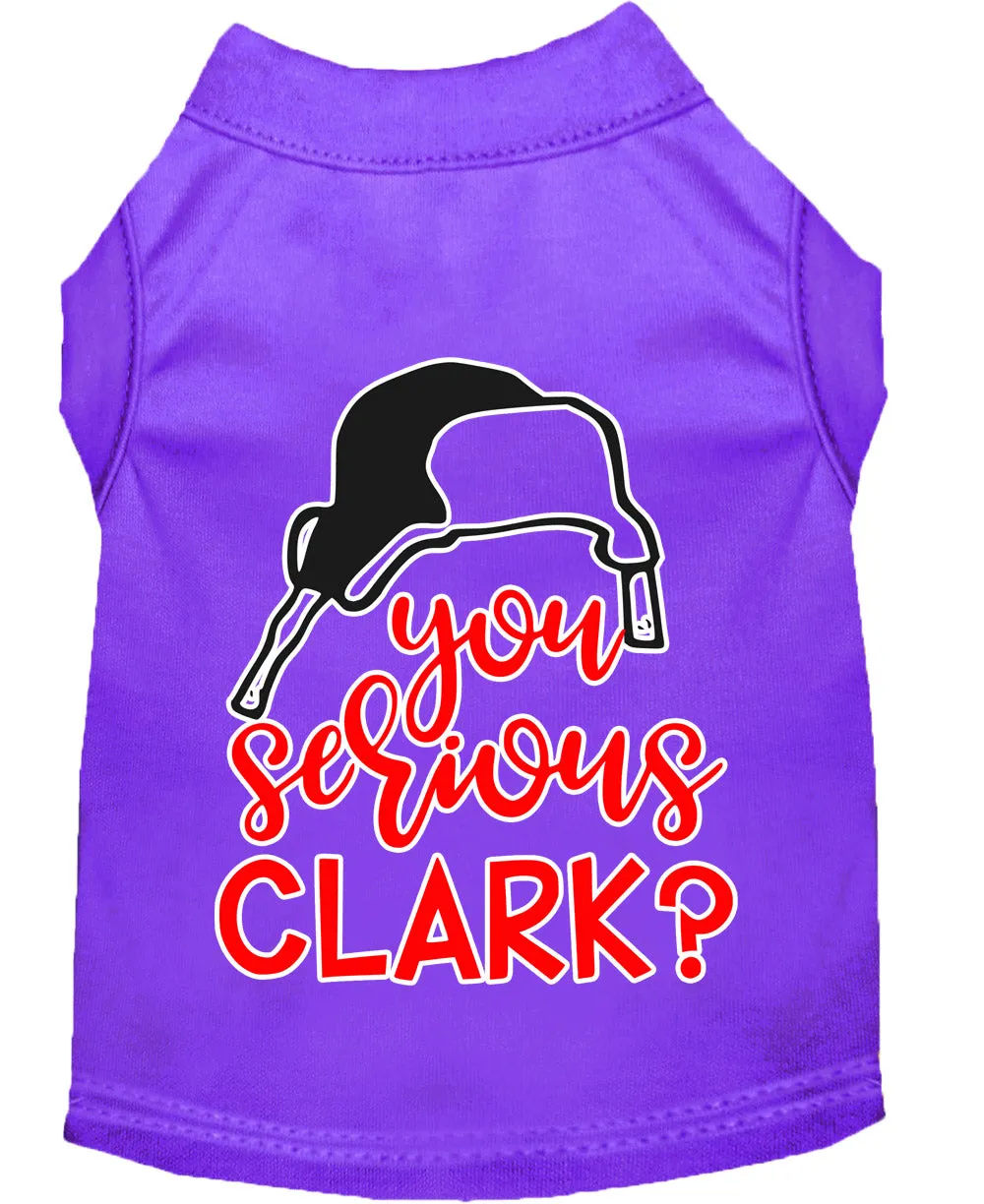 You Serious Clark? Screen Print Dog Shirt Purple Xxl