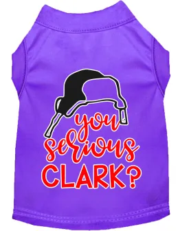 You Serious Clark? Screen Print Dog Shirt Purple Xxl