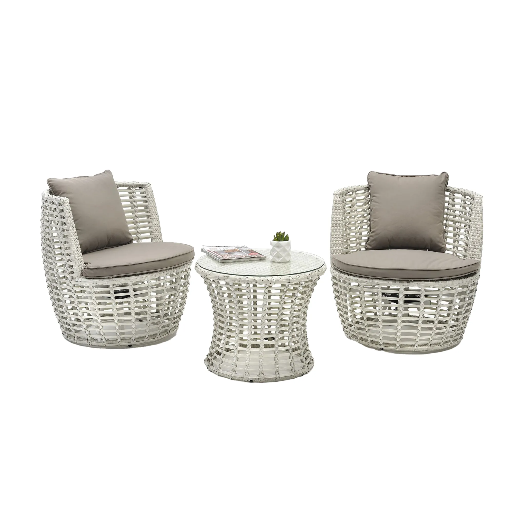 Zenica 3 Pc Outdoor Balcony Setting Grey White