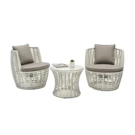 Zenica 3 Pc Outdoor Balcony Setting Grey White